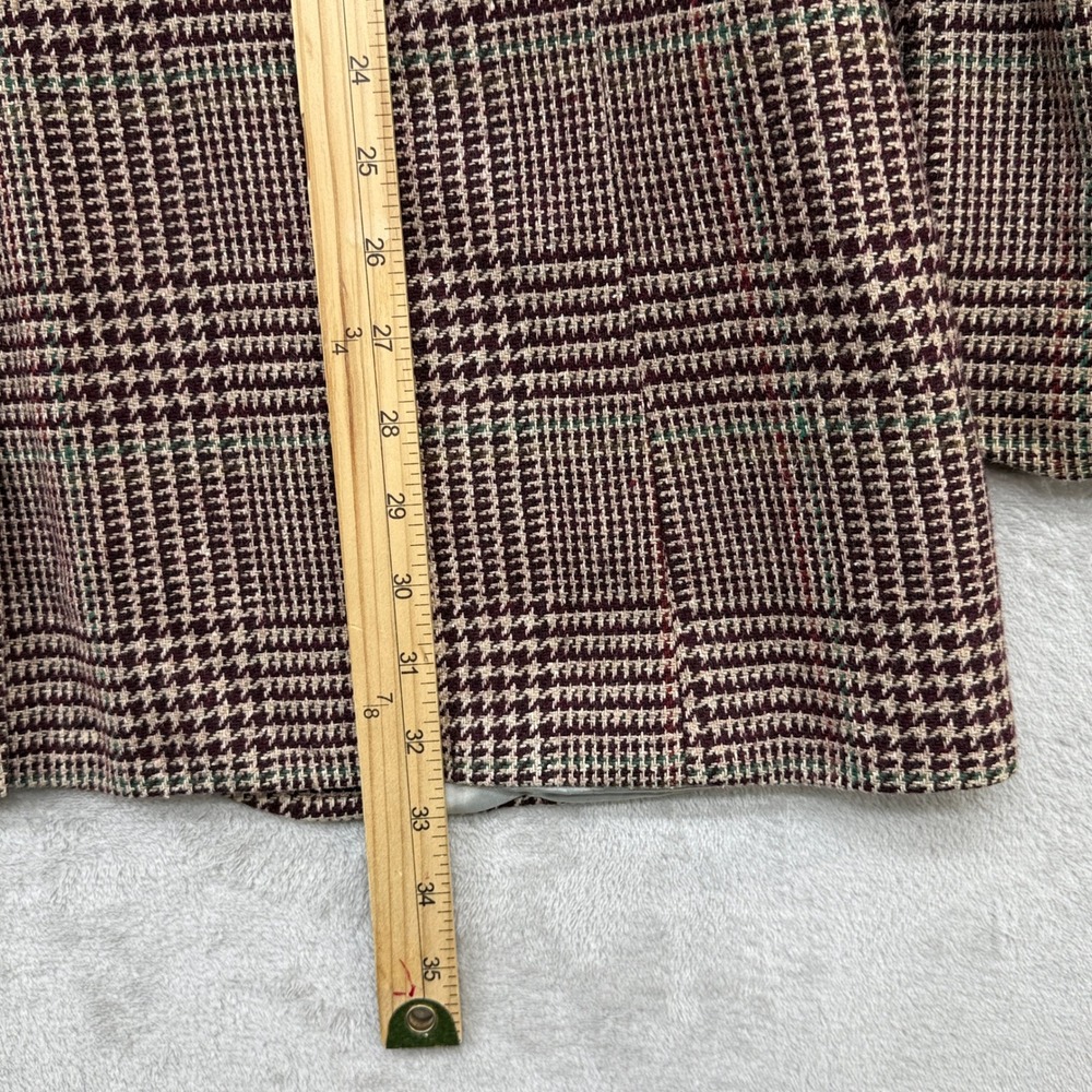 VTG Lands' End Sport Coat Men 40R Burgundy Glen Plaid Wool Tweed Blazer USA Made - Picture 11 of 12